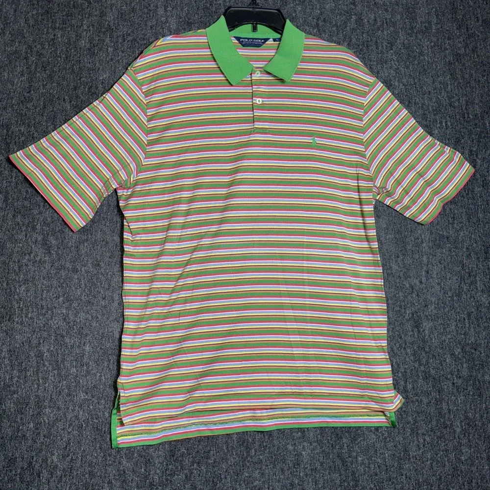 Polo Golf Ralph Lauren Striped Polo Mens Large‎ Multicolor Green Collar